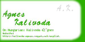 agnes kalivoda business card